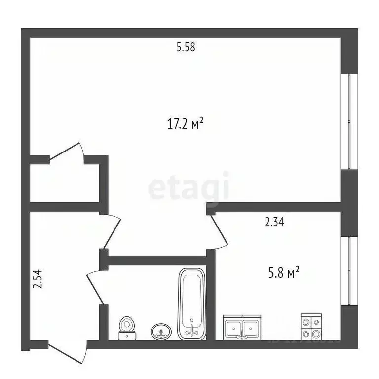 1-к кв. Калужская область, Калуга ул. Ленина, 66/3 (29.8 м) - Фото 2