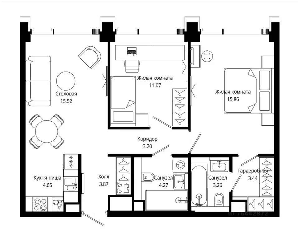 2-к кв. Москва ул. 4-я Марьиной рощи, 10к3 (66.6 м) - Фото 2