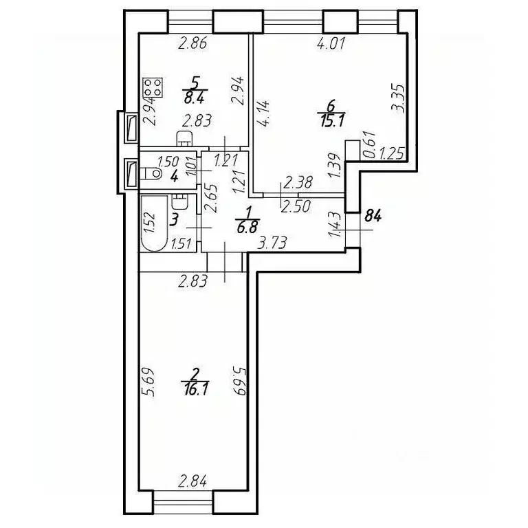 2-к кв. Санкт-Петербург пос. Шушары, Московское ш., 256к8 (50.2 м) - Фото 1