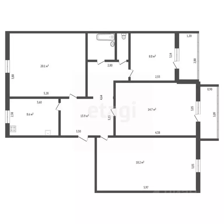 4-к кв. Амурская область, Благовещенск ул. Пушкина, 15 (87.1 м) - Фото 1