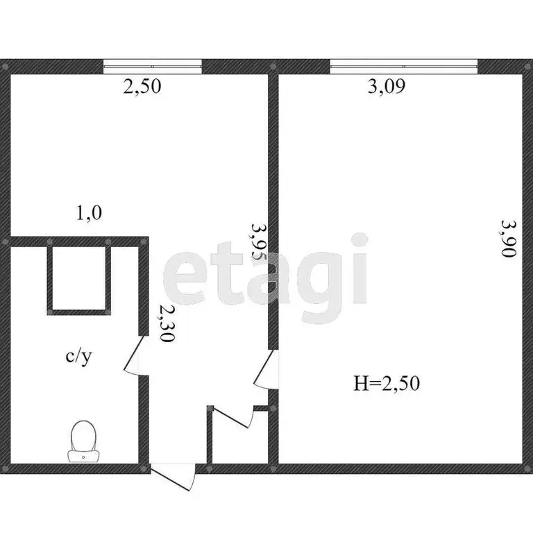1-комнатная квартира: Абакан, улица Кирова, 107/1 (35.3 м) - Фото 0
