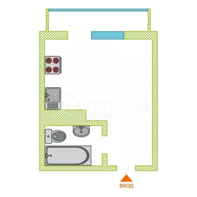 Квартира-студия: Тюмень, улица Парада Победы, 9 (23 м) - Фото 1