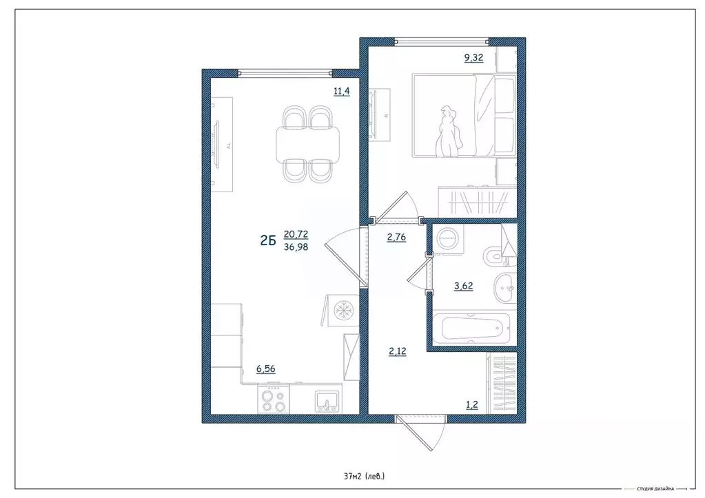 2-к кв. Тверская область, Тверь ул. Левитана, 93А (37.0 м) - Фото 2