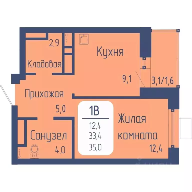 1-к кв. Красноярский край, Красноярск Свободный просп. (35.0 м) - Фото 0