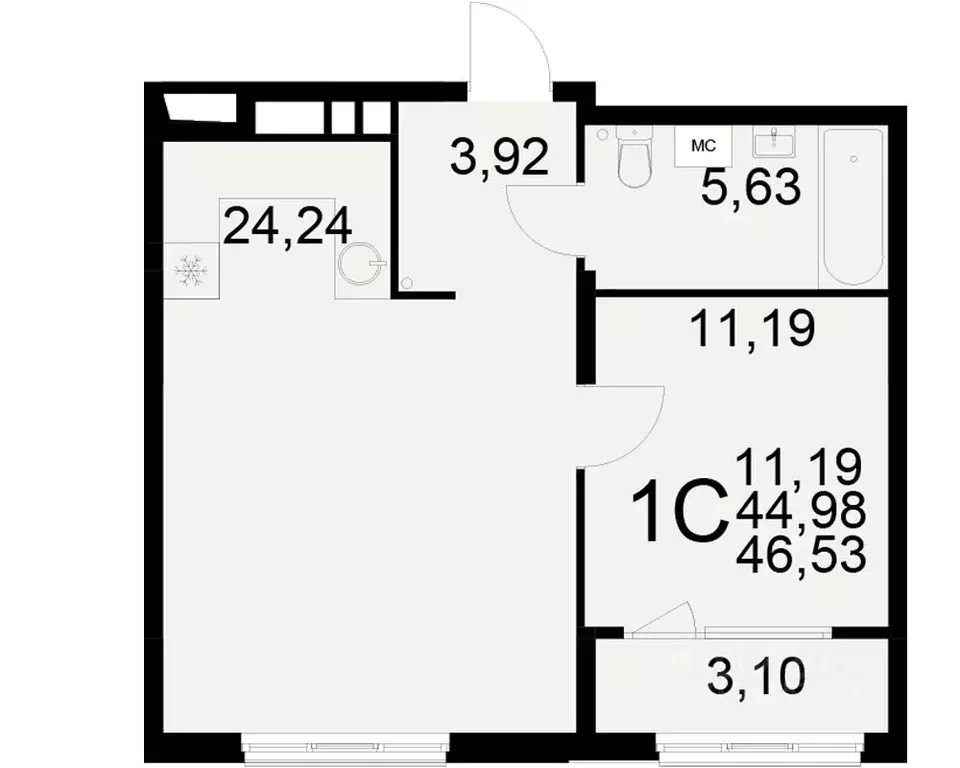 1-к кв. рязанская область, рязань ул. бирюзова (44.98 м) - Фото 0