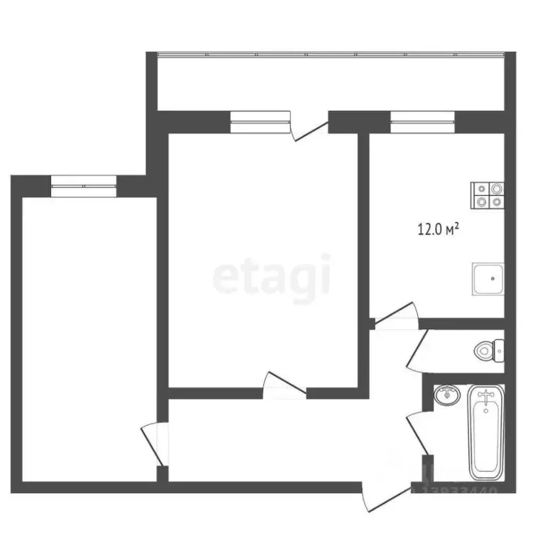 2-к кв. Тюменская область, Тюмень Заречный проезд, 6к2 (45.6 м) - Фото 1
