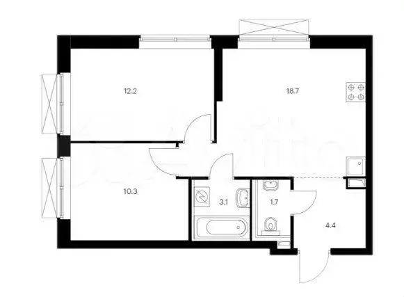 2-к. квартира, 50 м, 7/12 эт. - Фото 0