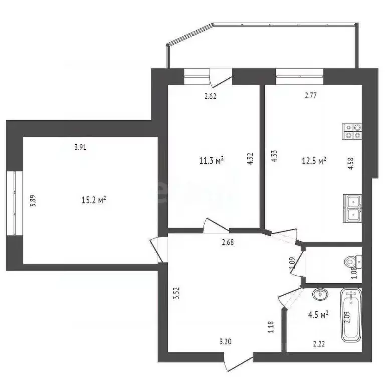 2-к кв. Вологодская область, Вологда Ленинградская ул., 103 (57.2 м) - Фото 1