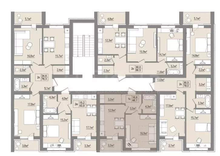 1-комнатная квартира: село Ямное, улица Графа Орлова, 5 (44.45 м) - Фото 1