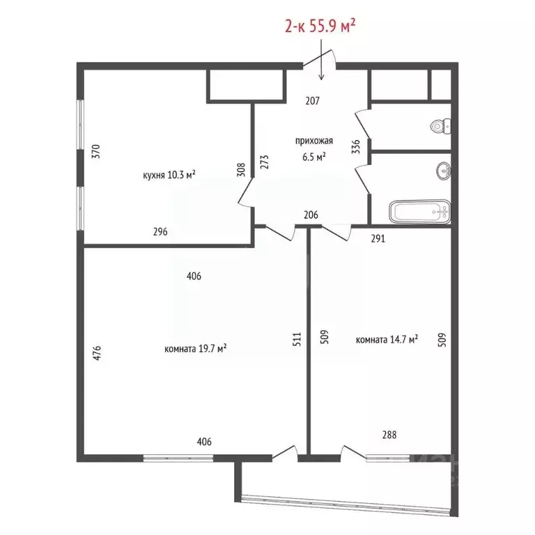 2-к кв. Свердловская область, Екатеринбург ул. Дорожная, 25 (55.9 м) - Фото 2