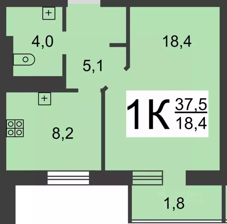 1-к кв. Нижегородская область, Нижний Новгород бул. Южный, 13 (35.3 м) - Фото 1