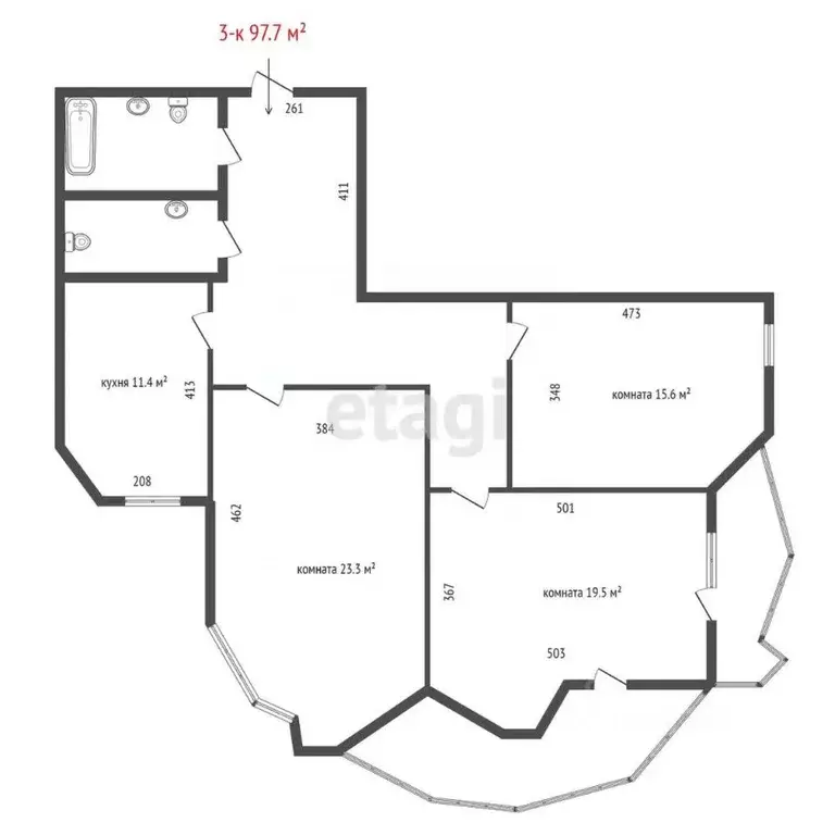 3-к кв. Свердловская область, Екатеринбург ул. Луганская, 4 (97.7 м) - Фото 1