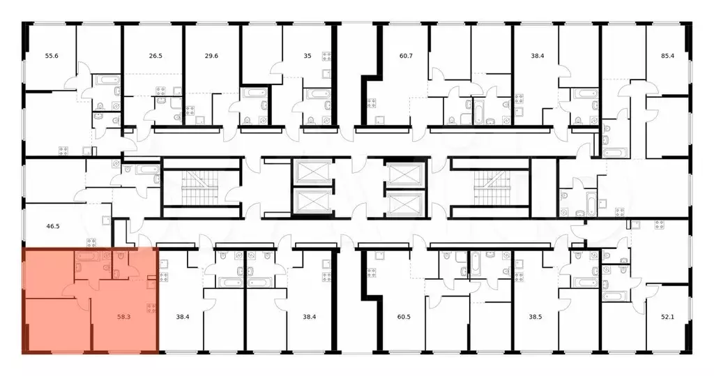 2-к. квартира, 58,3м, 17/32эт. - Фото 1