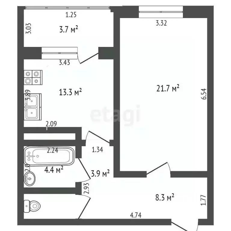 1-к кв. Ханты-Мансийский АО, Нягань 6-й мкр, 3 (49.8 м) - Фото 1