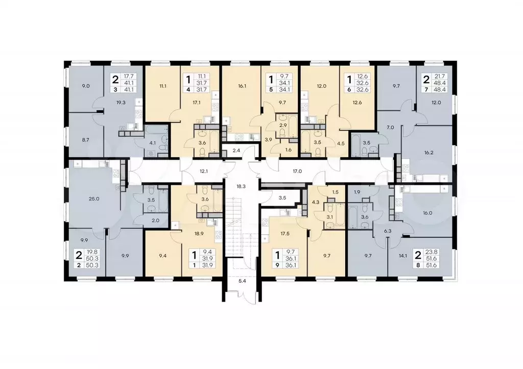 2-к. квартира, 48,4 м, 1/4 эт. - Фото 1