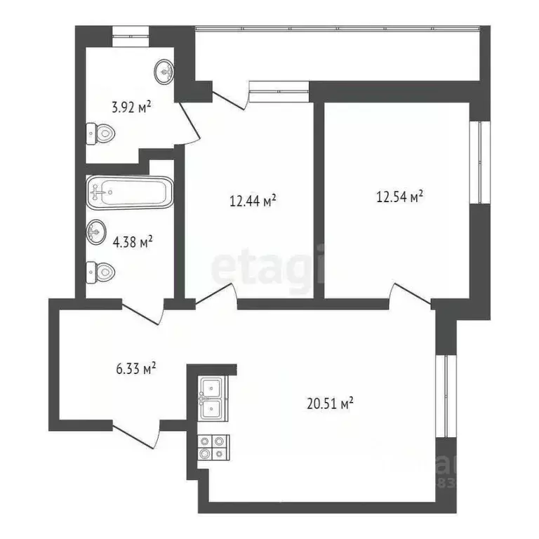 2-к кв. Тюменская область, Тобольск Зона ВУЗов тер., 7 (64.0 м) - Фото 0