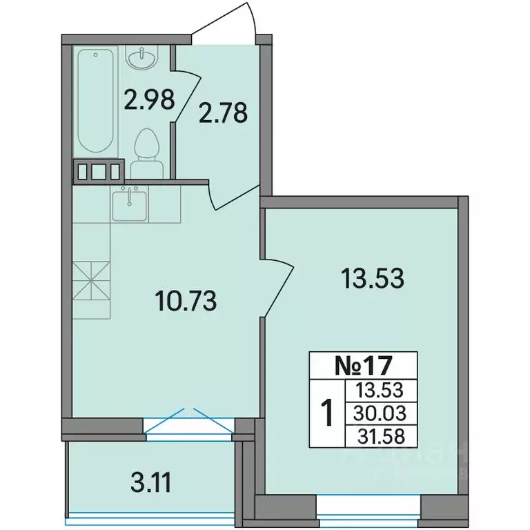1-к кв. Ленинградская область, Всеволожский район, Агалатовское с/пос, ... - Фото 1