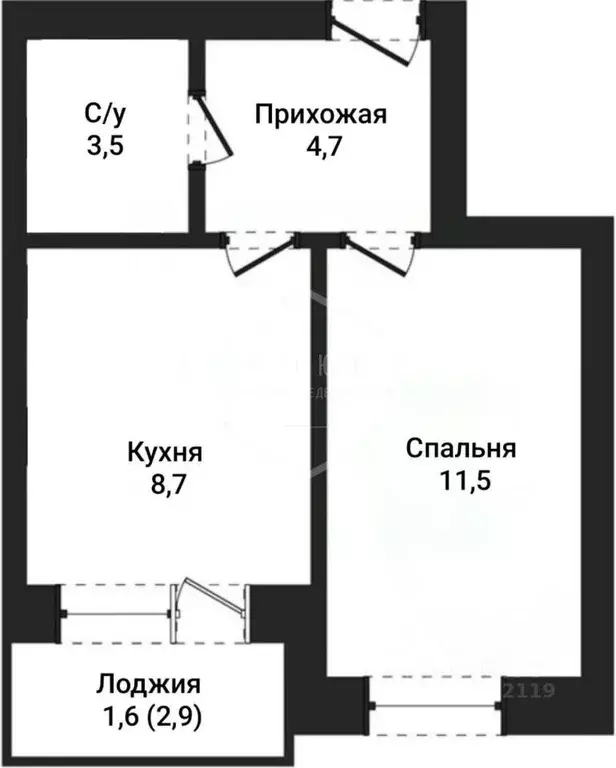 1-к кв. Калининградская область, Калининград ул. Крейсерская, 2 (28.7 ... - Фото 2