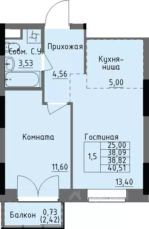 1-к кв. Удмуртия, Ижевск Строитель жилрайон, 4-й мкр,  (38.82 м) - Фото 0