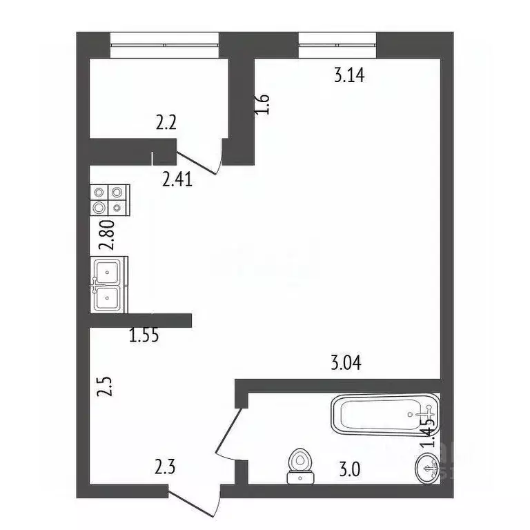 Студия Ростовская область, Аксай ул. Менделеева, 53А (34.3 м) - Фото 2