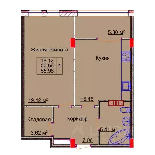 1-к кв. Ивановская область, Иваново Лежневская ул., 98 (55.96 м) - Фото 0
