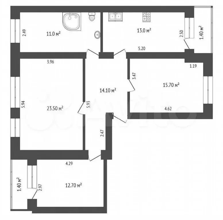 3-к. квартира, 90 м, 3/5 эт. - Фото 0