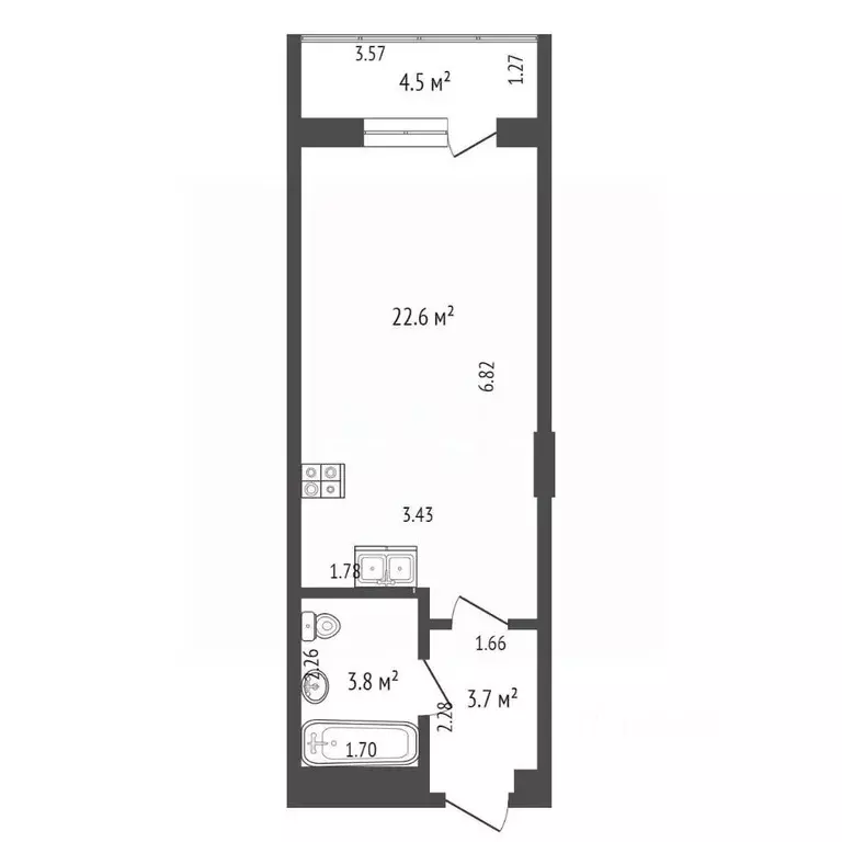 Студия Краснодарский край, Анапа Рождественская ул., 55к2 (34.6 м) - Фото 1