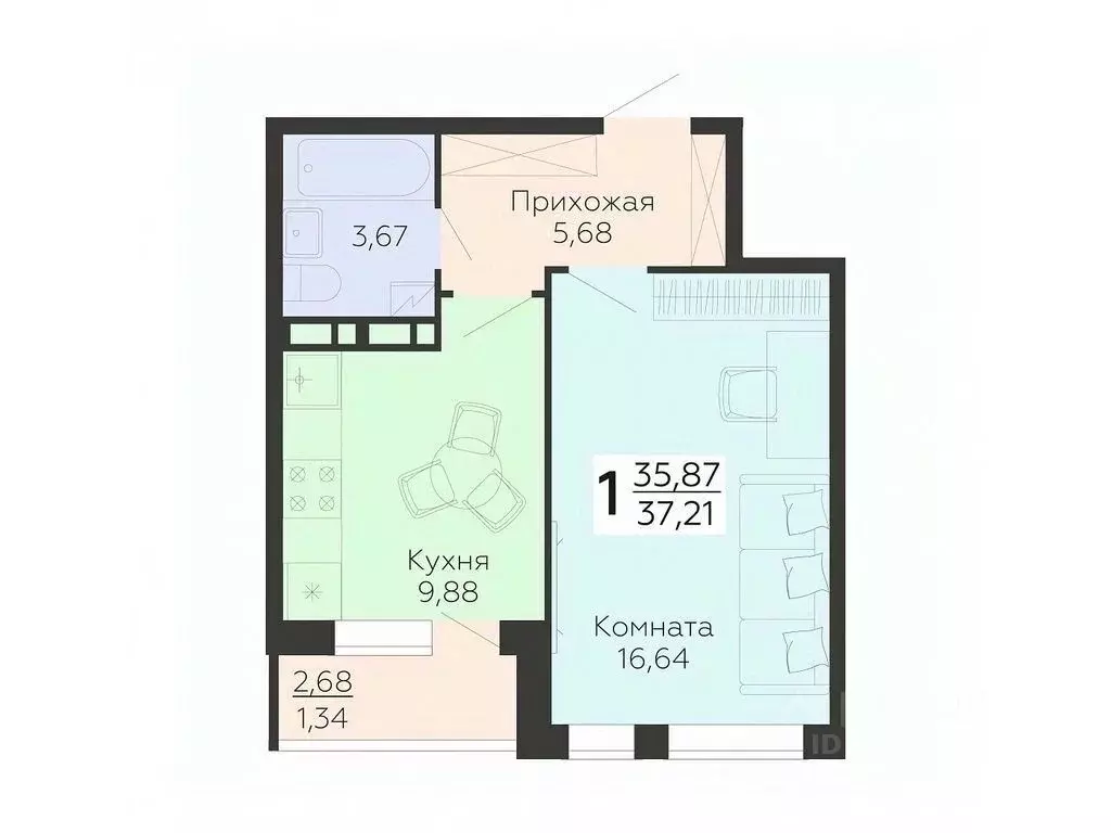 1-к кв. Воронежская область, Воронеж ул. 45-й Стрелковой Дивизии, 113 ... - Фото 0