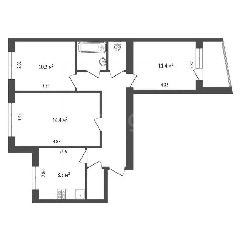 3-к кв. Ивановская область, Иваново ул. Черниковых, 33 (62.2 м) - Фото 0