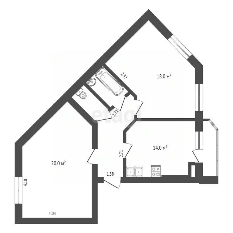 2-к кв. Тамбовская область, Тамбов Тамбов-4 тер., 3А (65.2 м) - Фото 1