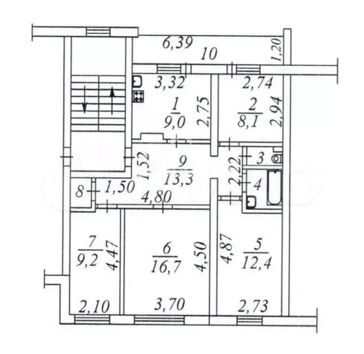 4-к. квартира, 73,9 м, 3/3 эт. - Фото 0