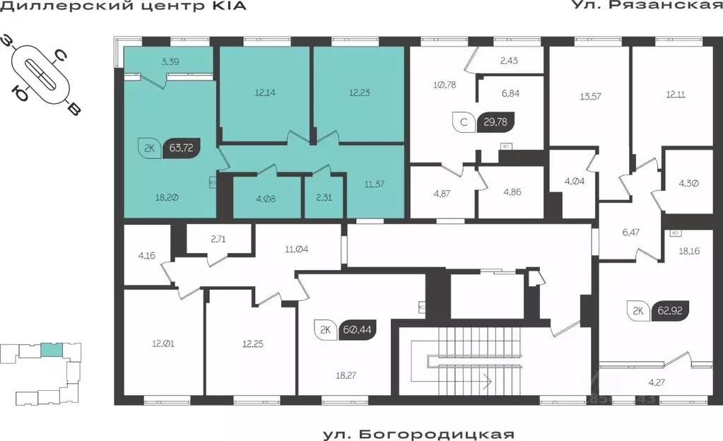 2-к кв. Тульская область, Тула ул. Богородицкая, 8В (63.72 м) - Фото 1