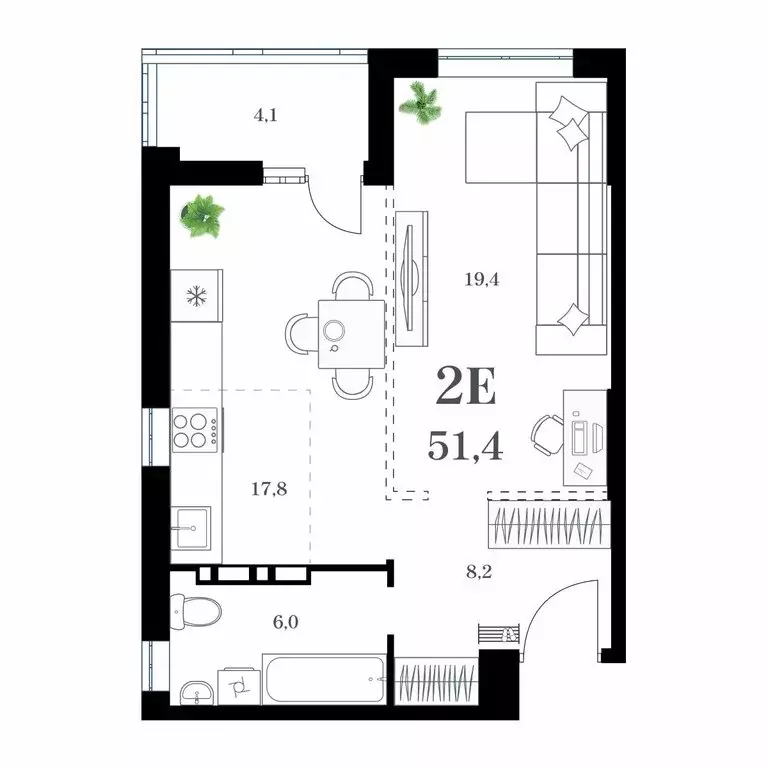 1-комнатная квартира: Владивосток, улица Леонова, 54 (54.29 м) - Фото 1