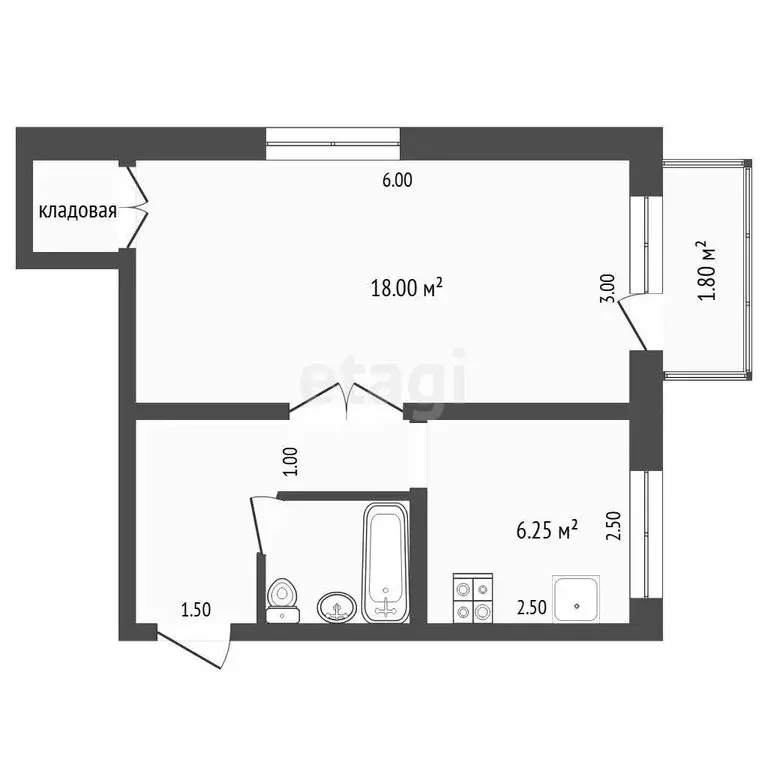 1-комнатная квартира: Тавда, улица Ленина, 26А (30.4 м) - Фото 1