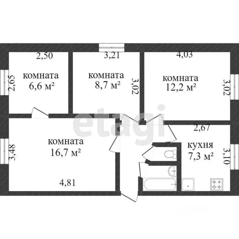 4-к кв. Ханты-Мансийский АО, Сургут ул. Мелик-Карамова, 76Б (58.3 м) - Фото 1