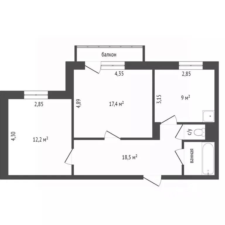 2-к кв. Красноярский край, Красноярск ул. Борисевича, 2 (54.0 м) - Фото 1