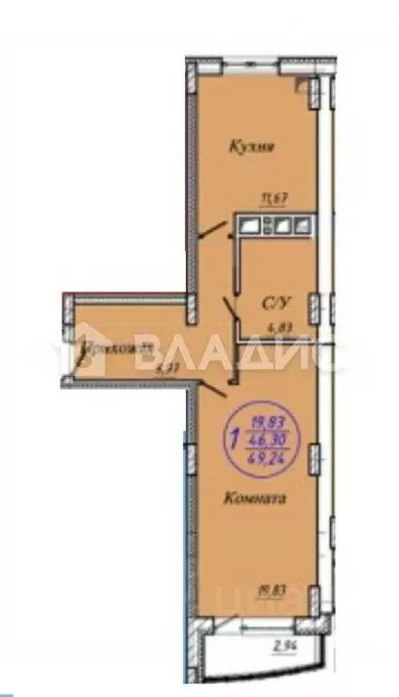 1-к кв. Ивановская область, Иваново ул. 1-я Сосневская, 6 (47.0 м) - Фото 2