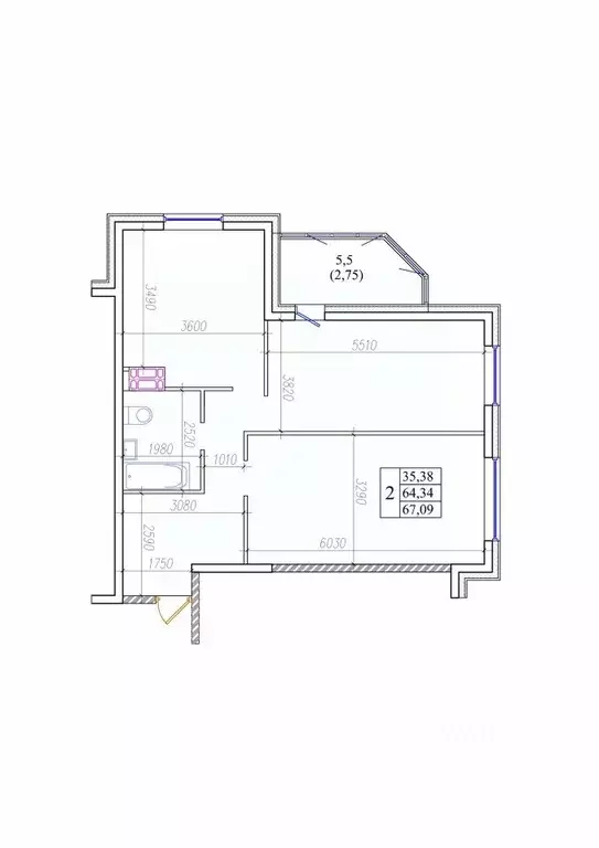 2-к кв. Приморский край, Владивосток ул. Архангельская, 27к2 (64.1 м) - Фото 0