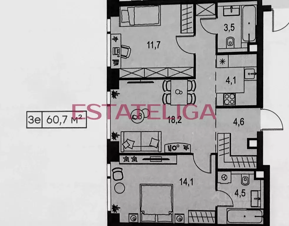 2-к кв. Москва Озерная ул., 1к2/5 (60.2 м) - Фото 2