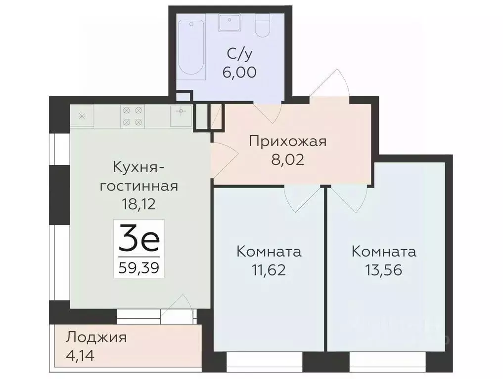 3-к кв. Воронежская область, Воронеж ул. Матросова (59.39 м) - Фото 0