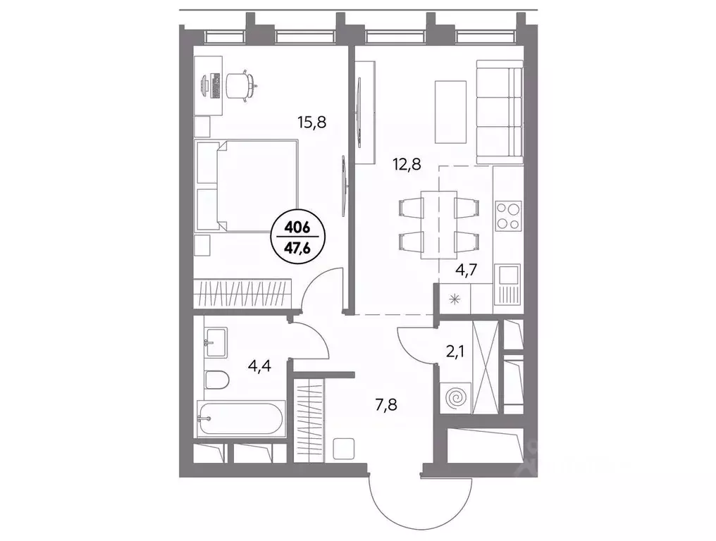 1-к кв. Москва ул. Фридриха Энгельса, 56С9 (47.6 м) - Фото 0