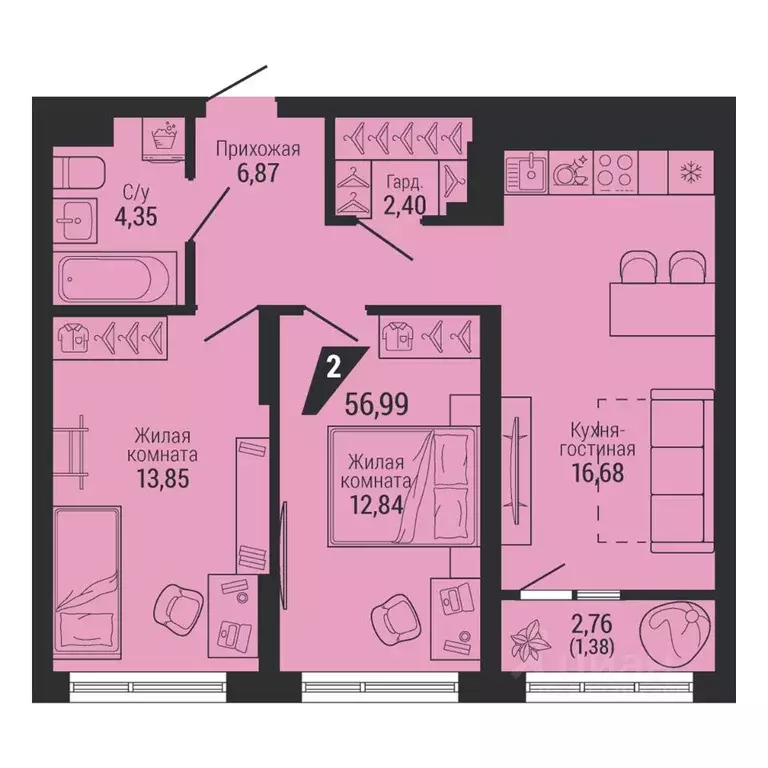 2-к кв. Свердловская область, Екатеринбург ул. 22-го Партсъезда, 10 ... - Фото 1