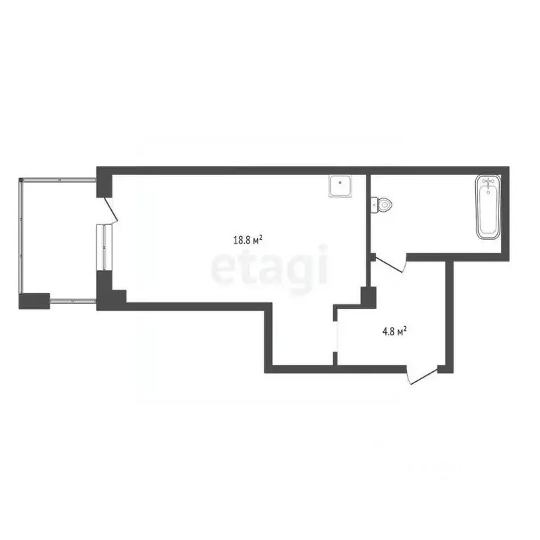 Студия Красноярский край, Красноярск ул. Вильского, 16а (28.7 м) - Фото 1