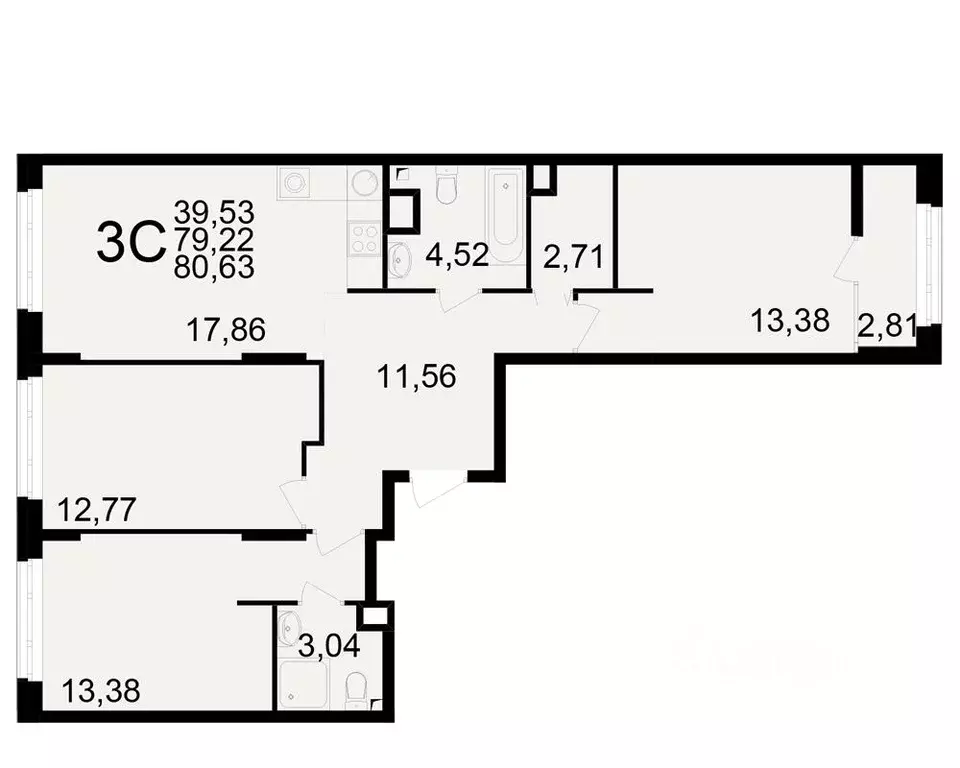 3-к кв. Рязанская область, Рязань Аура жилой комплекс (79.22 м) - Фото 1