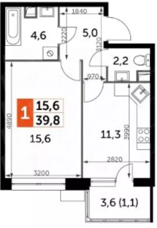 1-к кв. Московская область, Мытищи городской округ, пос. Нагорное ... - Фото 2