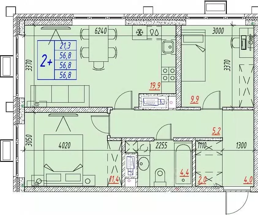 3-к кв. Астраханская область, Астрахань ул. Бэра, 29 (56.8 м) - Фото 1
