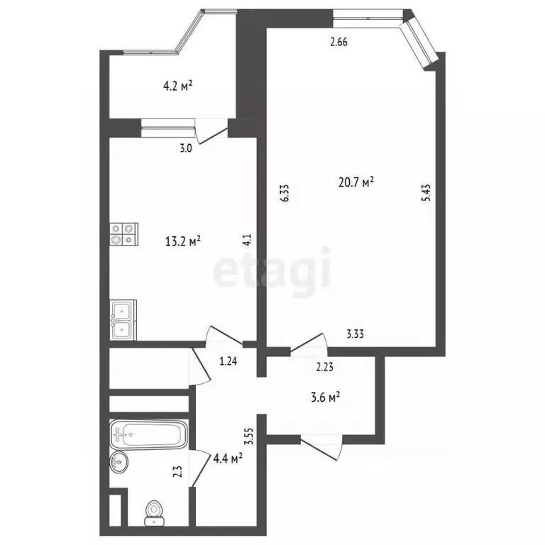 1-к кв. Московская область, Балашиха Изумрудный кв-л, 3 (46.9 м) - Фото 2