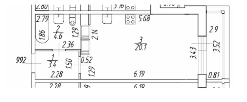 Студия Ленинградская область, Мурино Всеволожский район, просп. ... - Фото 1