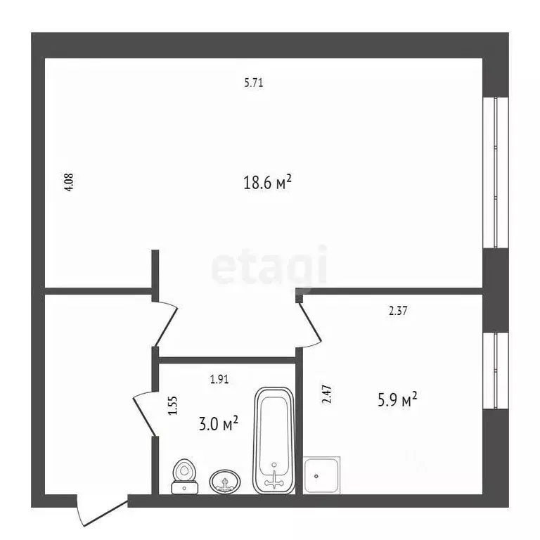 1-к кв. Красноярский край, Красноярск ул. Декабристов, 5 (30.7 м) - Фото 2