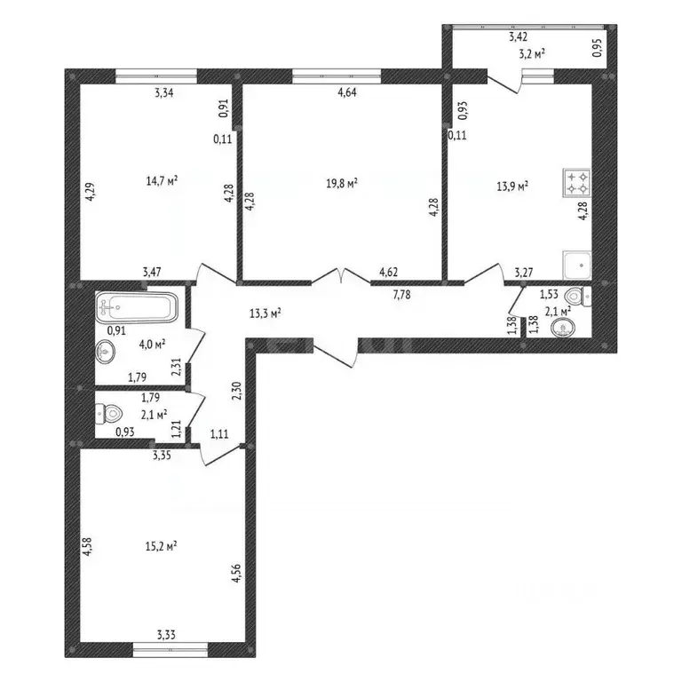 3-к кв. Башкортостан, Уфа ул. Летчиков, 16/1 (85.0 м) - Фото 1